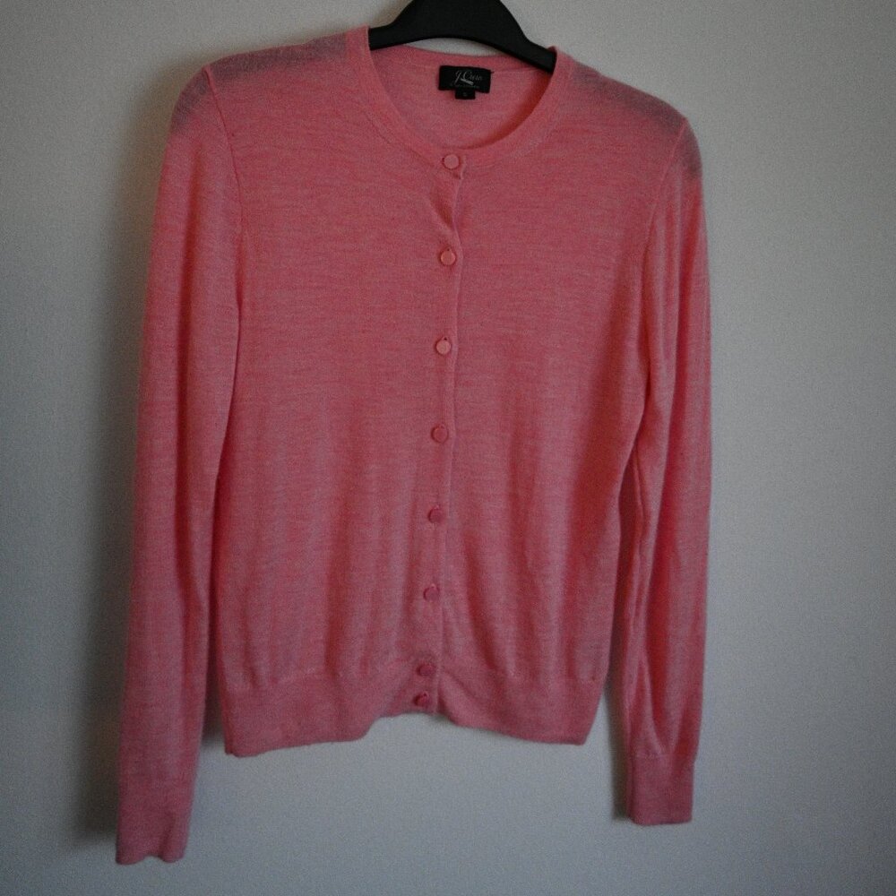 J.Crew Pink 100% Cashmere Cardigan – Size Small – Light Staining